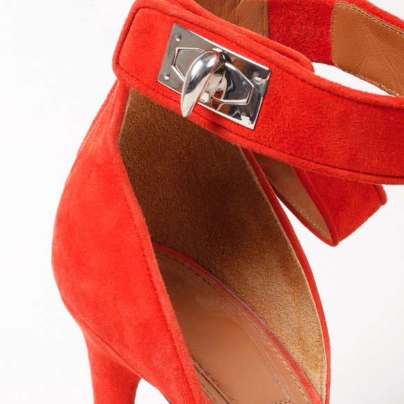 Givenchy Red Suede Shark Sandals - Picture 8 of 10